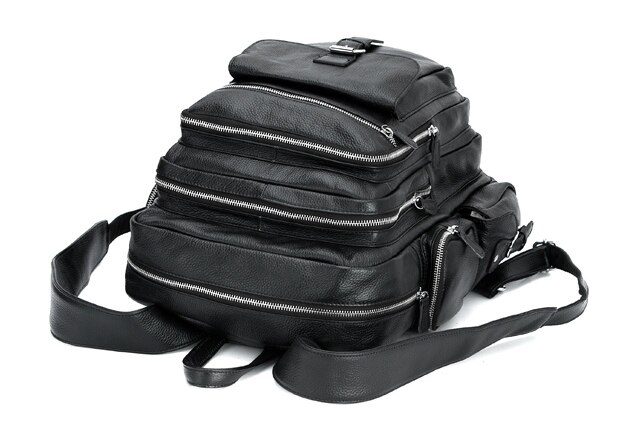 Top Display of Woosir Mens Multi Pocket Backpack Genuine Leather