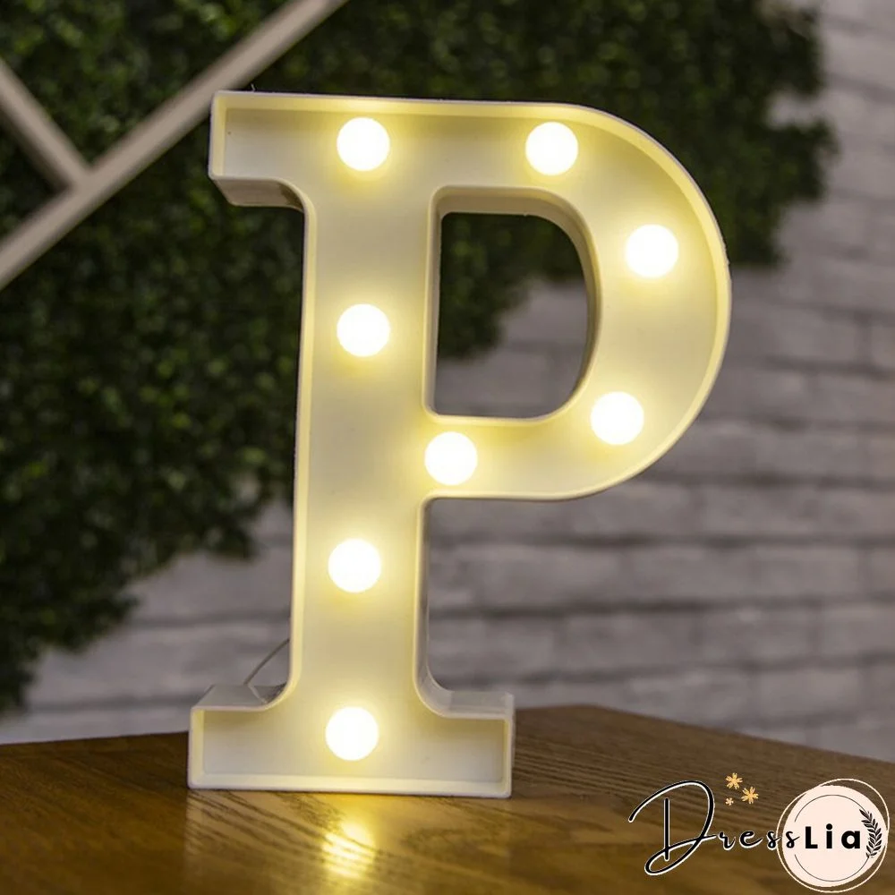 26 Letter LED Lights Luminous Number 0-9Lamp Wedding Birthday Christmas Decoration Decoration Battery Night Light Party Bedroom