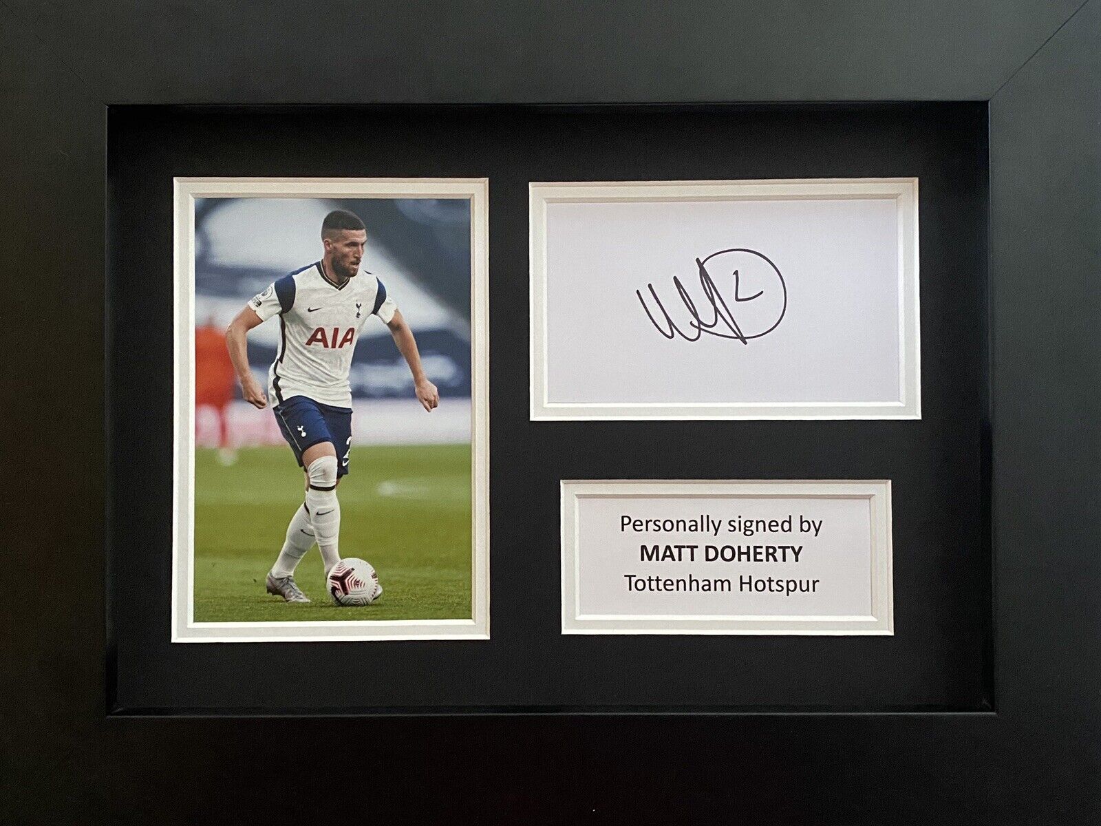 Matt Doherty Genuine Hand Signed White Card In A4 Tottenham Frame Display