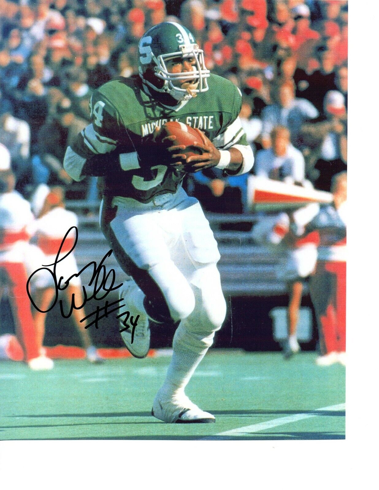 Lorenzo White Michigan State Spartans Football Signed autograph 8X10 Photo Poster painting CHOF