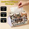 (24cm)Diamond Art Tissue Box Cover DIY PU Desktop Organizer Large(Cat)