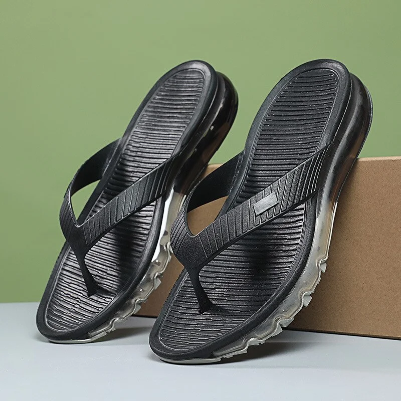 Qengg Summer High-Quality Full Palm Air Cushion Slippers Designer Sandals Men Home Casual Shoes Luxury Man Platform Flip Flops