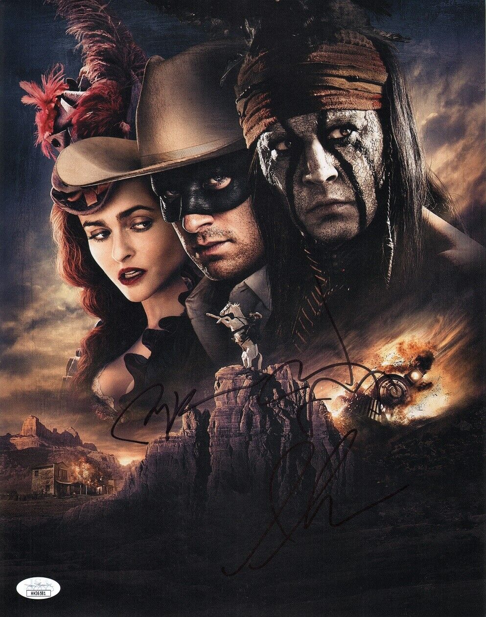 JOHNNY DEPP & ARMIE HAMMER +1 Hand-Signed LONE RANGER 