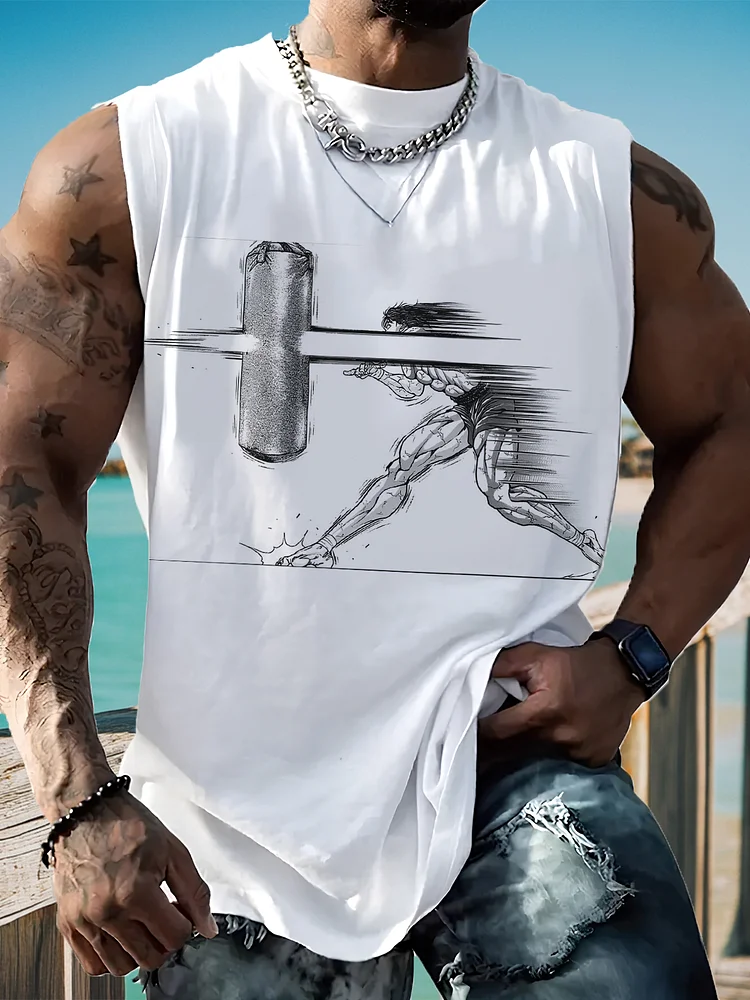 Men's Boxing Fitness Exercise Art Print Tank Top