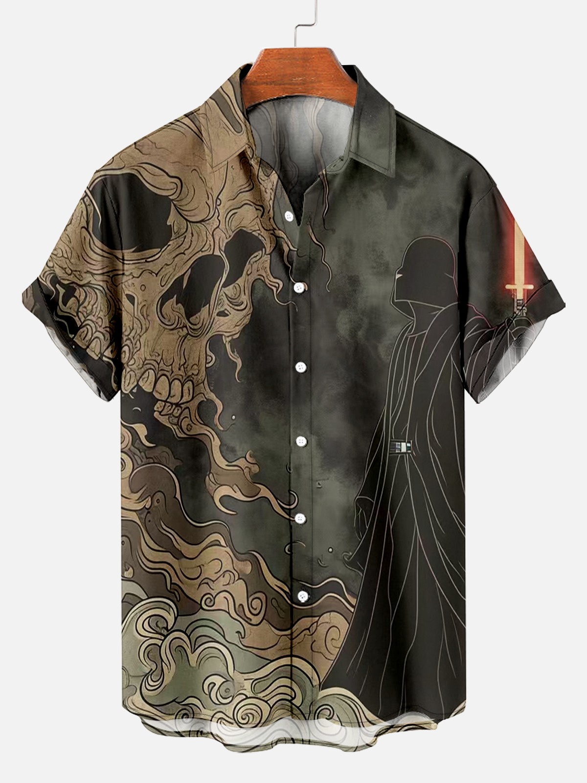 Men's Space Marine Skull Print Casual Shirt PLUSCLOTHESMAN