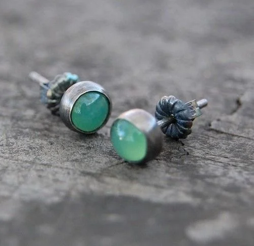 Fashion Women's Green Stone Earrings Round Earrings Luxury Wedding Jewelry Earrings for Women Birthday Party Anniversary Gift