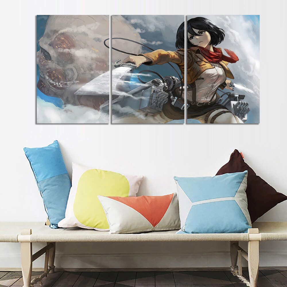 Anime Mikasa Ackerman Eren Attack on Titan Poster Art Canva Painting for Sofa Background Decor Wall Stickers Painting Home Decor