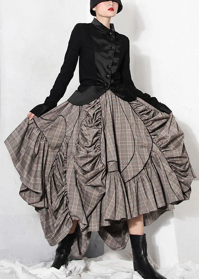 Plus Size Plaid Asymmetrical design Cinched Cozy A Line Skirt