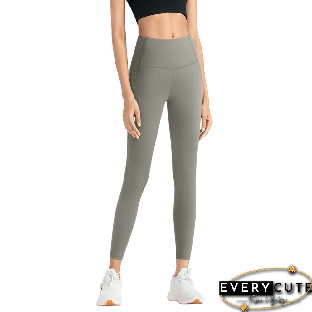 Gray High Waist Pocketed Sports Pant