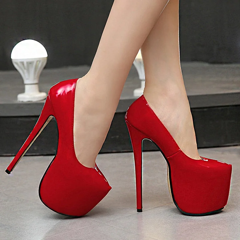 2021 New Red Fashion High Heels For Women's With Artificial Leather Platform Stiletto Sexy Shoes