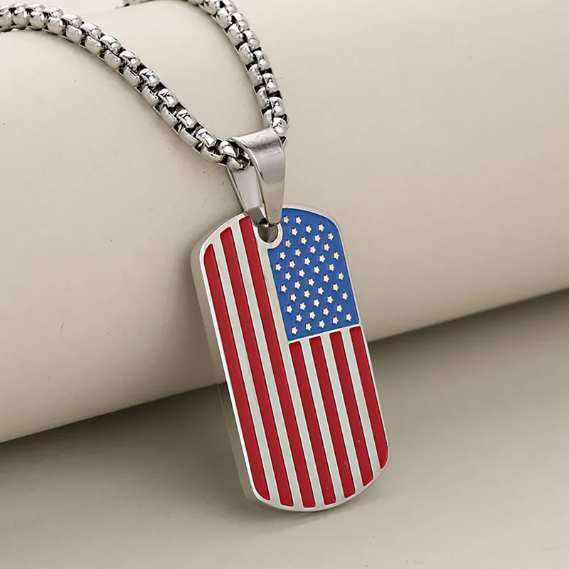 1 Piece 33.2*19.8mm 304 Stainless Steel American Flag Pendant Jewelry Accessories
