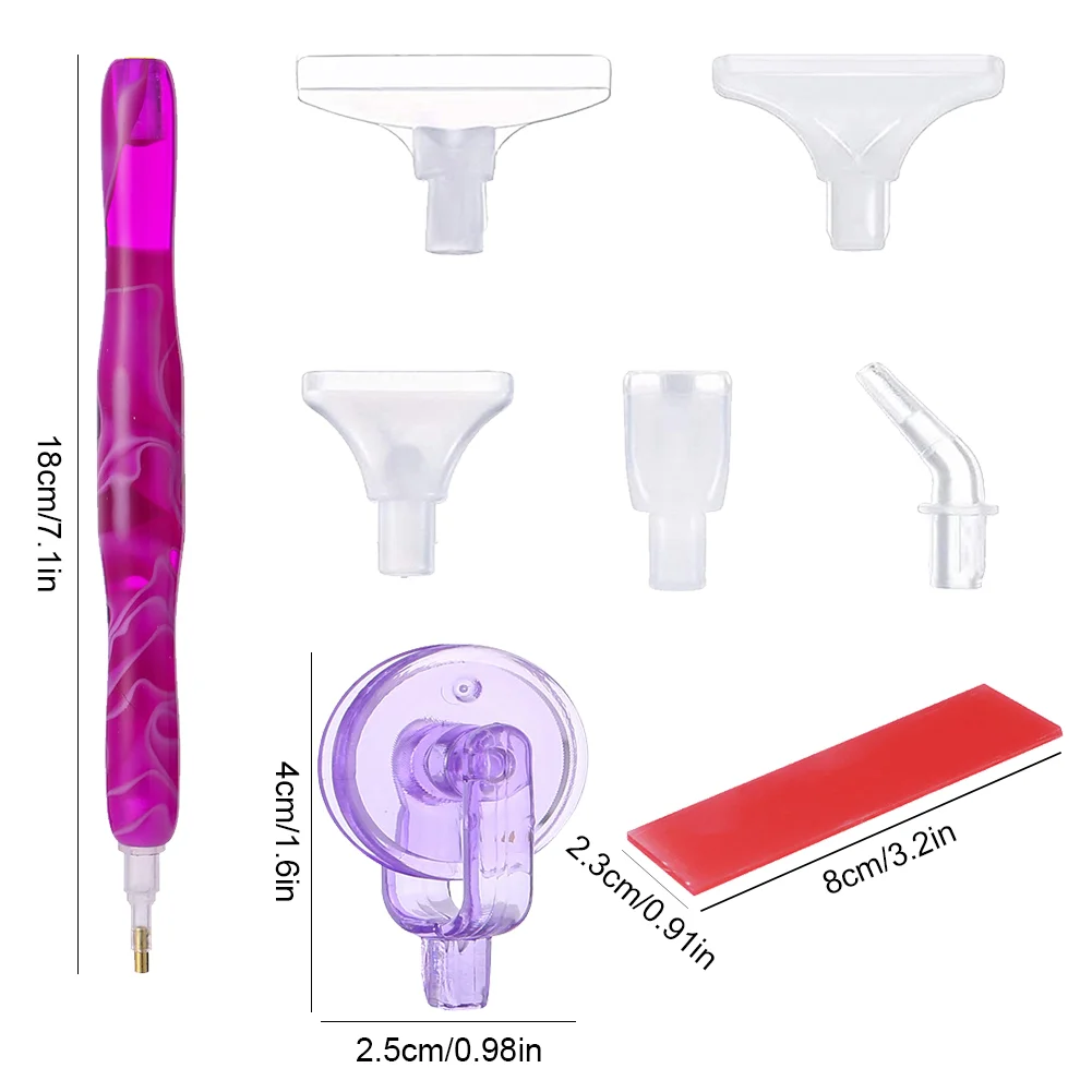 Resin 5D Diamond Painting Pen Kit with 5 Drill Pen Picking Heads and 1 Glue Clay