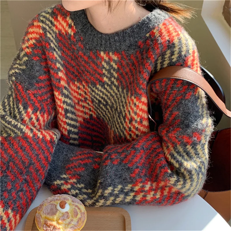 Churchf Churchf Color Sweater Top Wearing Loose Korean Version Ins Lazy Wind Reduce The Age Of Thick Sweater Woman