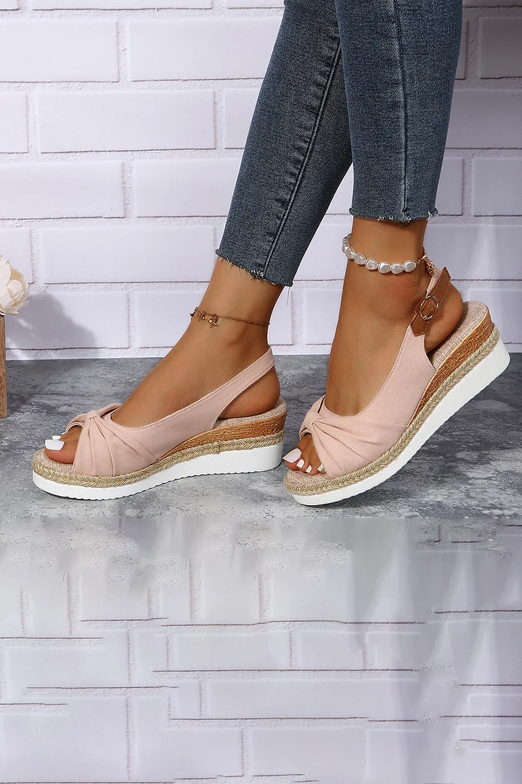 Casual Fish Mouth Bow Wedge Sandals