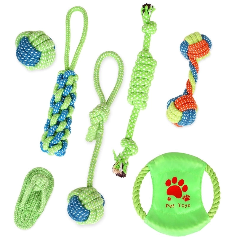2 Pieces Pet Dog Cotton Rope Toys Tooth Cleaning Chewing Rope Combination Set Pet Supplies