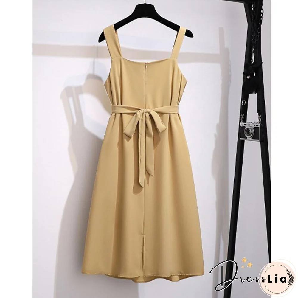 Round Collar Tee+Cami Dress P14411