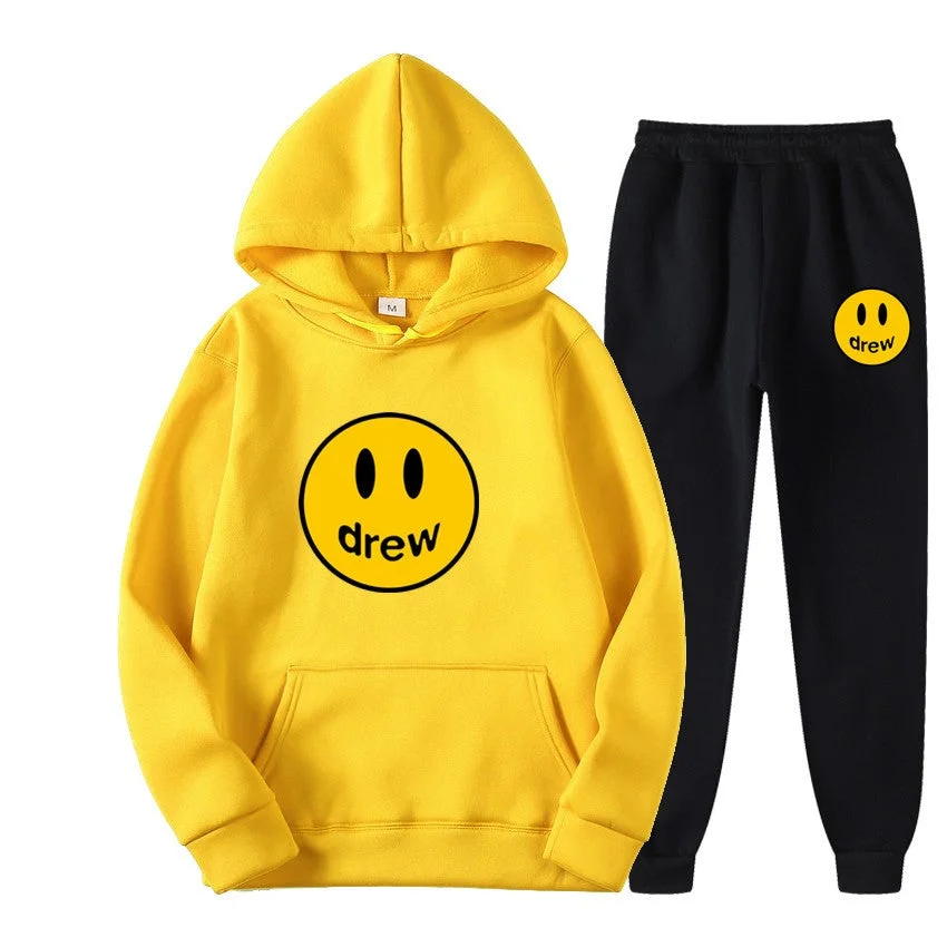 Drew Sweatshirts Smiley Face Hoodie Printed Men's Plush Thickened Sportswear