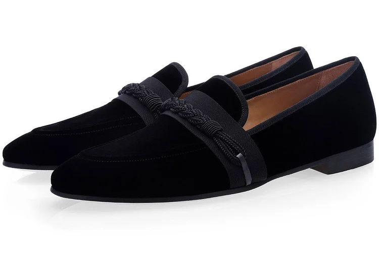 HONOR&Eacute; VELOUR BLACK SLIPPERS