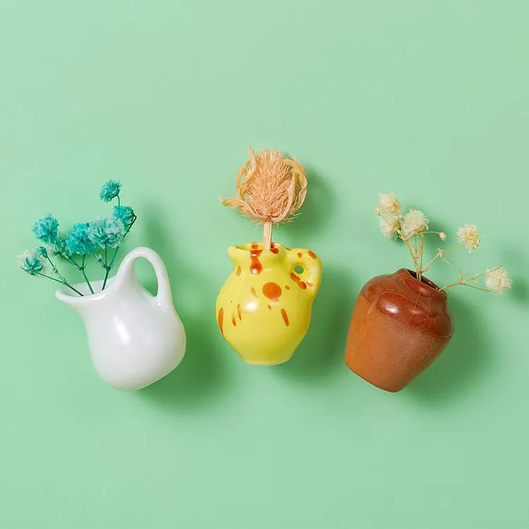 🏆Flash Sale⚡🌸Cute Plant Ceramic Vase Fridge Magnets 