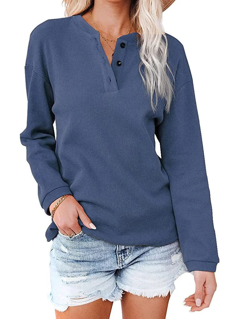 Women Long Sleeve V-neck Top