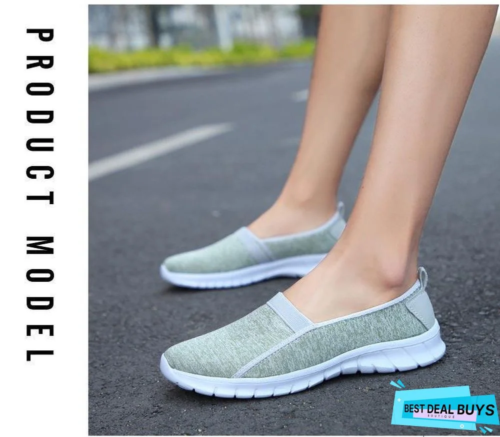 Women Slip On Loafers Plus Size Breathable Mesh Ballet Sneakers Flat Shoes