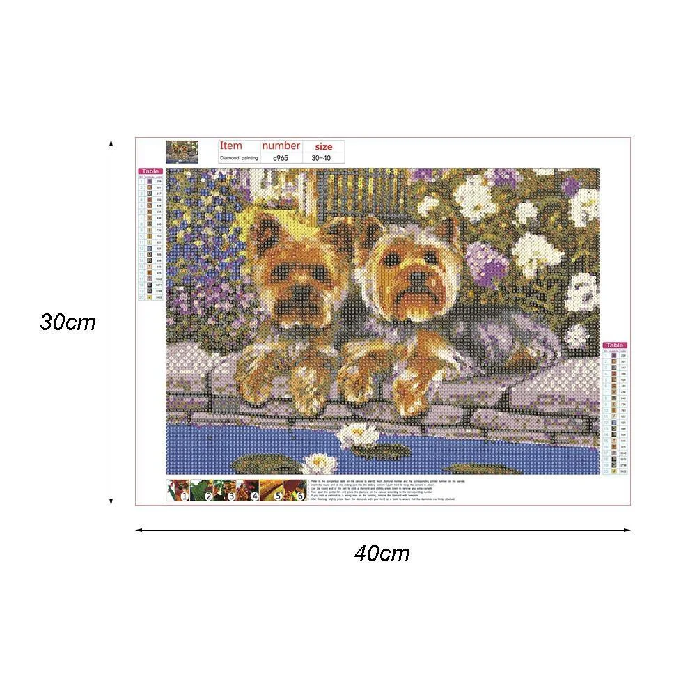 Diamond Painting - Full Round Drill - Flower Dogs(40*30cm)