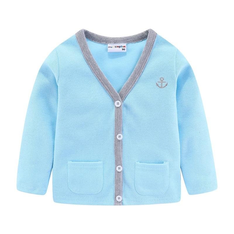Mudkingdom Children Knit Cardigan Anchor Embroidery V-Neck Spring Autumn Sweater Baby Boy Clothes Winter