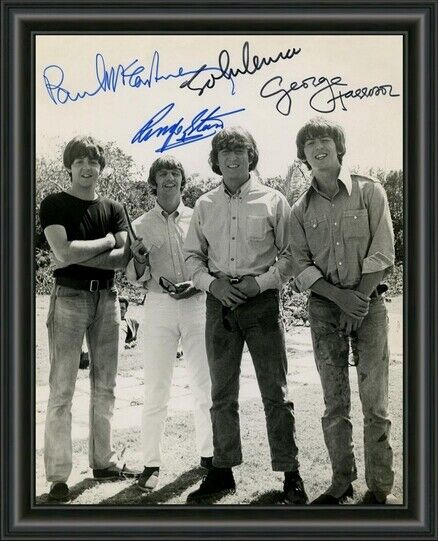 Beatles fully signed Old Pic 2 - A4 Photo Poster painting POSTER - PRINT -  POSTAGE