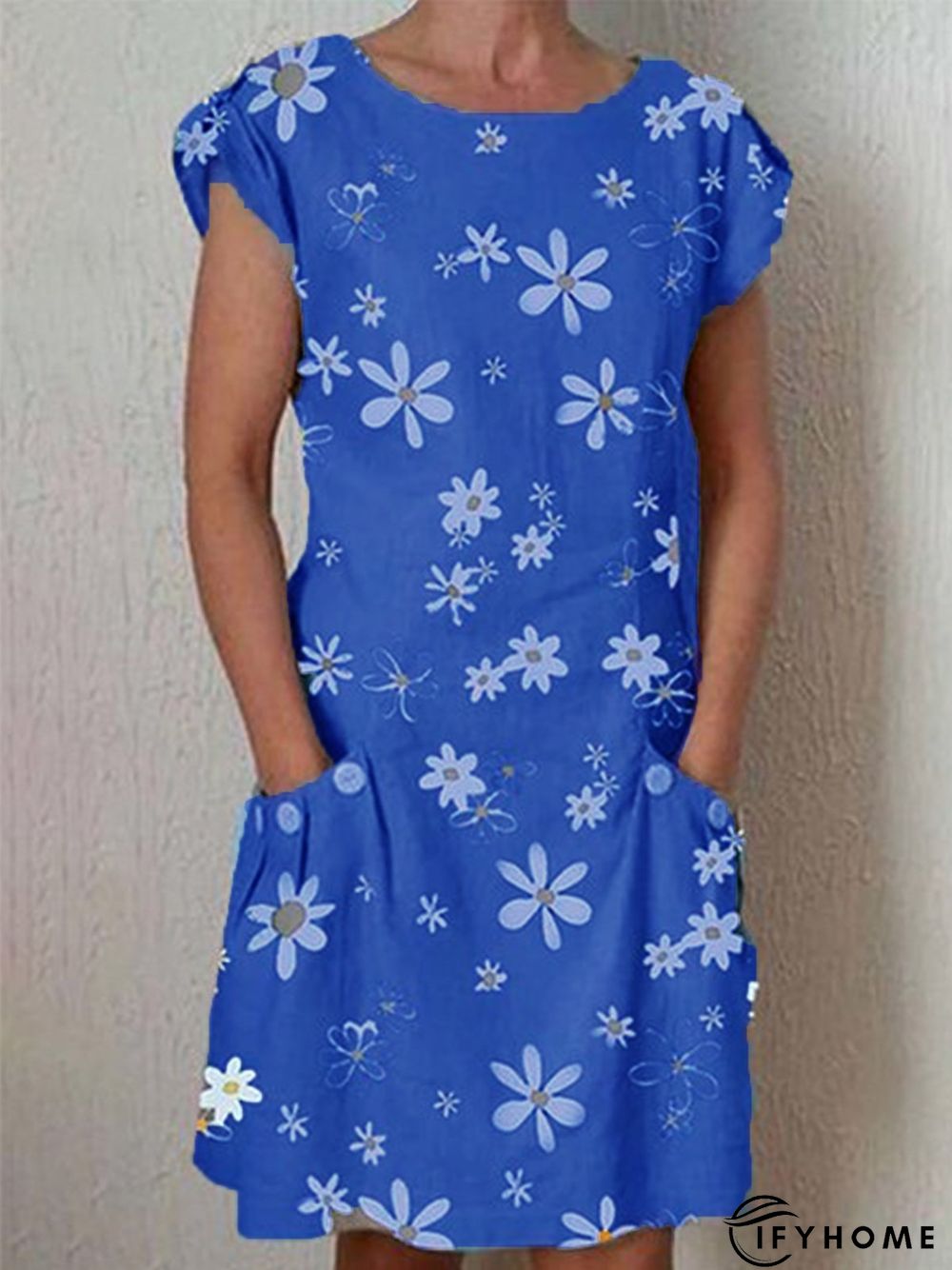 Round Neck Casual Short Sleeve Weaving Dress | IFYHOME