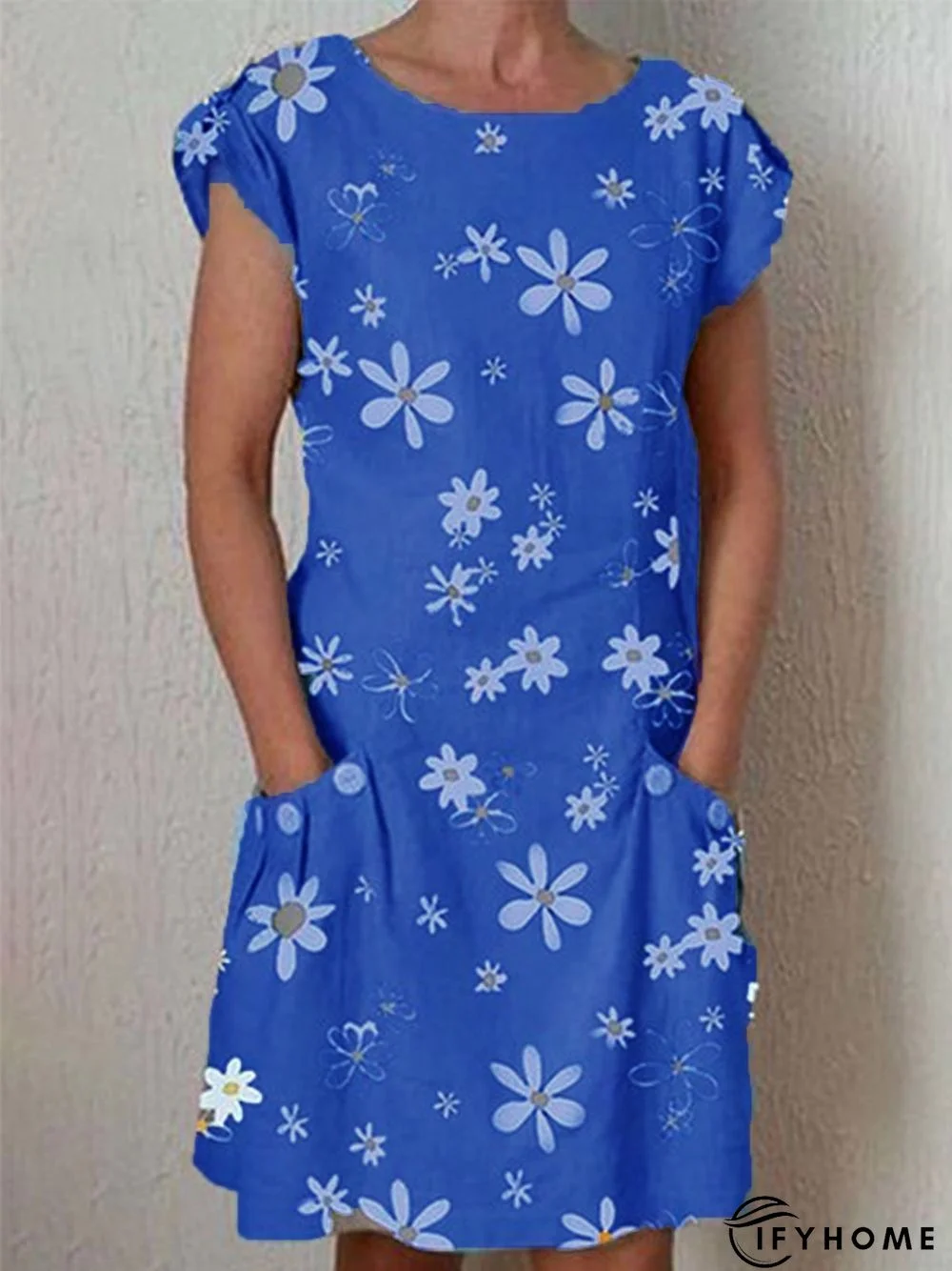 Round Neck Casual Short Sleeve Weaving Dress | IFYHOME