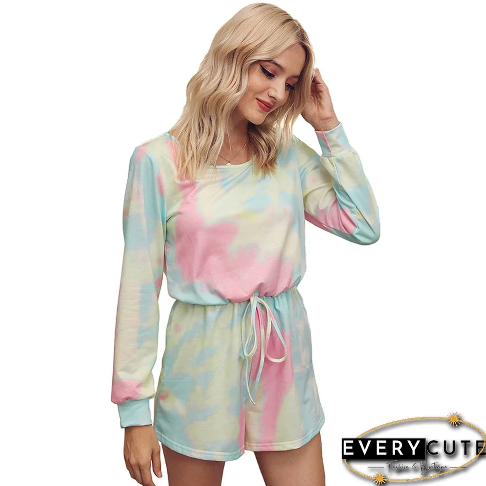 Multicolor Knit Blend Tie Dye Printed Romper