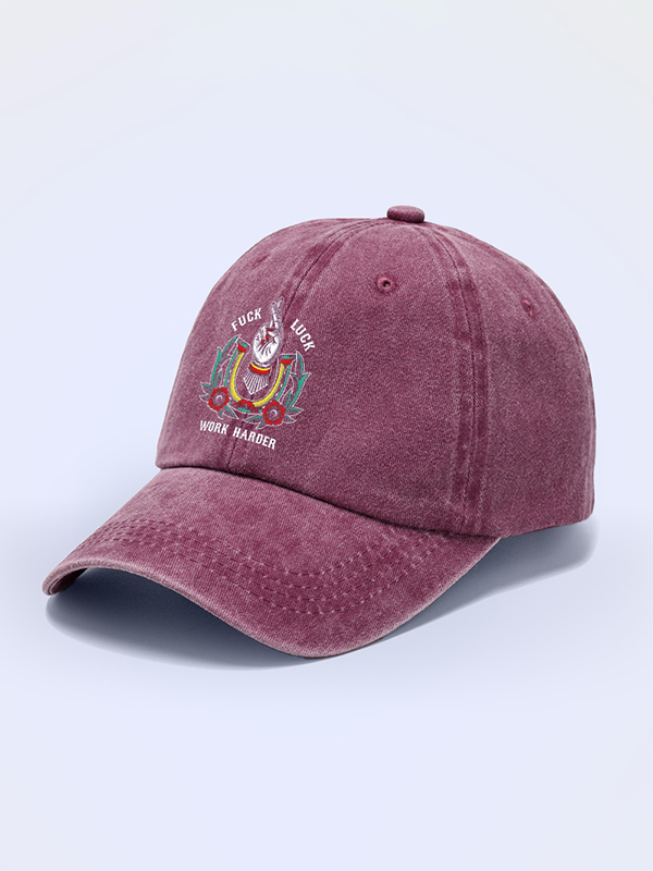 FUCK LUCK WORK HARDER HAND FLOWERS Trucker Vintage Baseball Caps