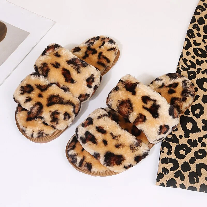 Fluffy Slippers Women Cozy Faux Fur Indoor Floor Slides Flat Soft Furry Shoes Women Home Slippers Female Winter Warm Flip Flops