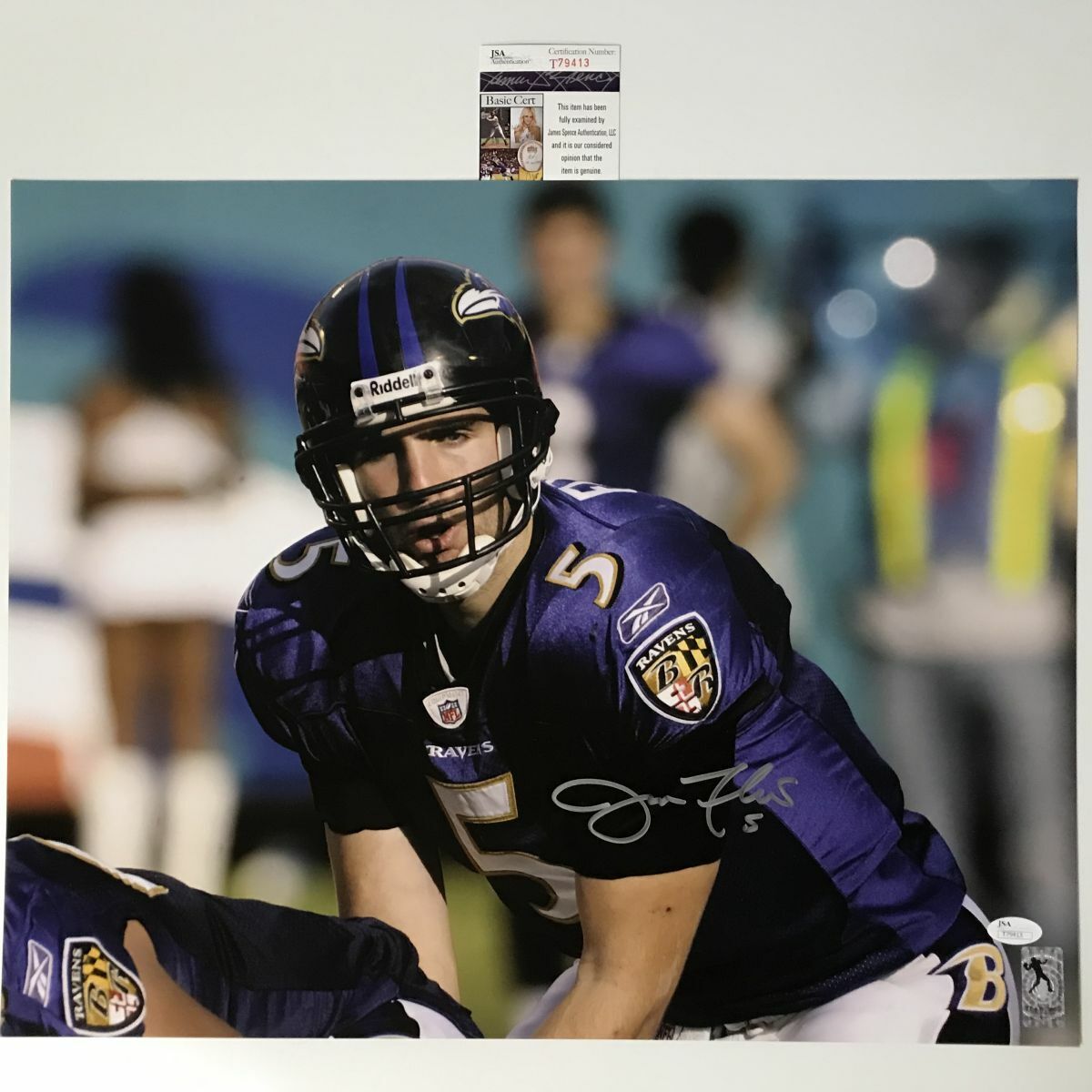 Autographed/Signed JOE FLACCO Baltimore Ravens 16x20 Football Photo Poster painting JSA COA #3