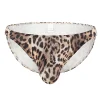 Men's Sexy Low Rise U-Shaped Leopard Print Nylon Bikini Briefs