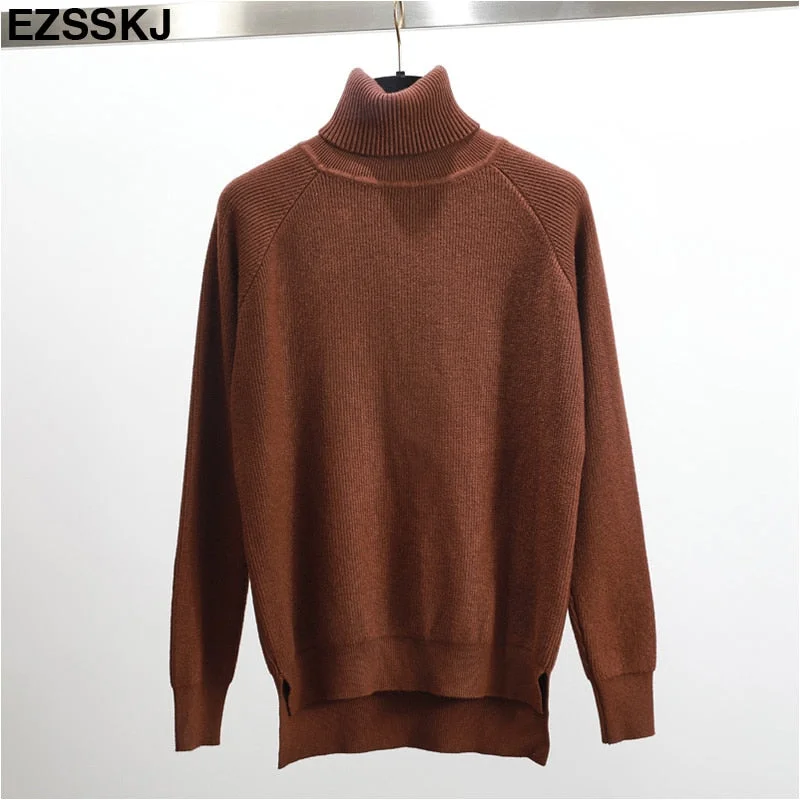 New casual thick Autumn Winter turtleneck oversize Sweater Pullover Women warm chic female loose Knitted Basic Sweaters pull