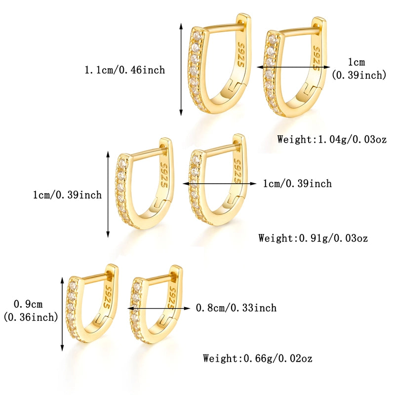 1 Pair White Gold Plated Gold Plated 925 Sterling Silver Zircon Geometric Earrings