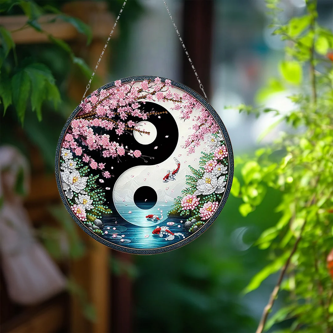 Fish Yin Yang 2D Flat DIY Diamond Painting Set Diamond Art Pendant Home Decor