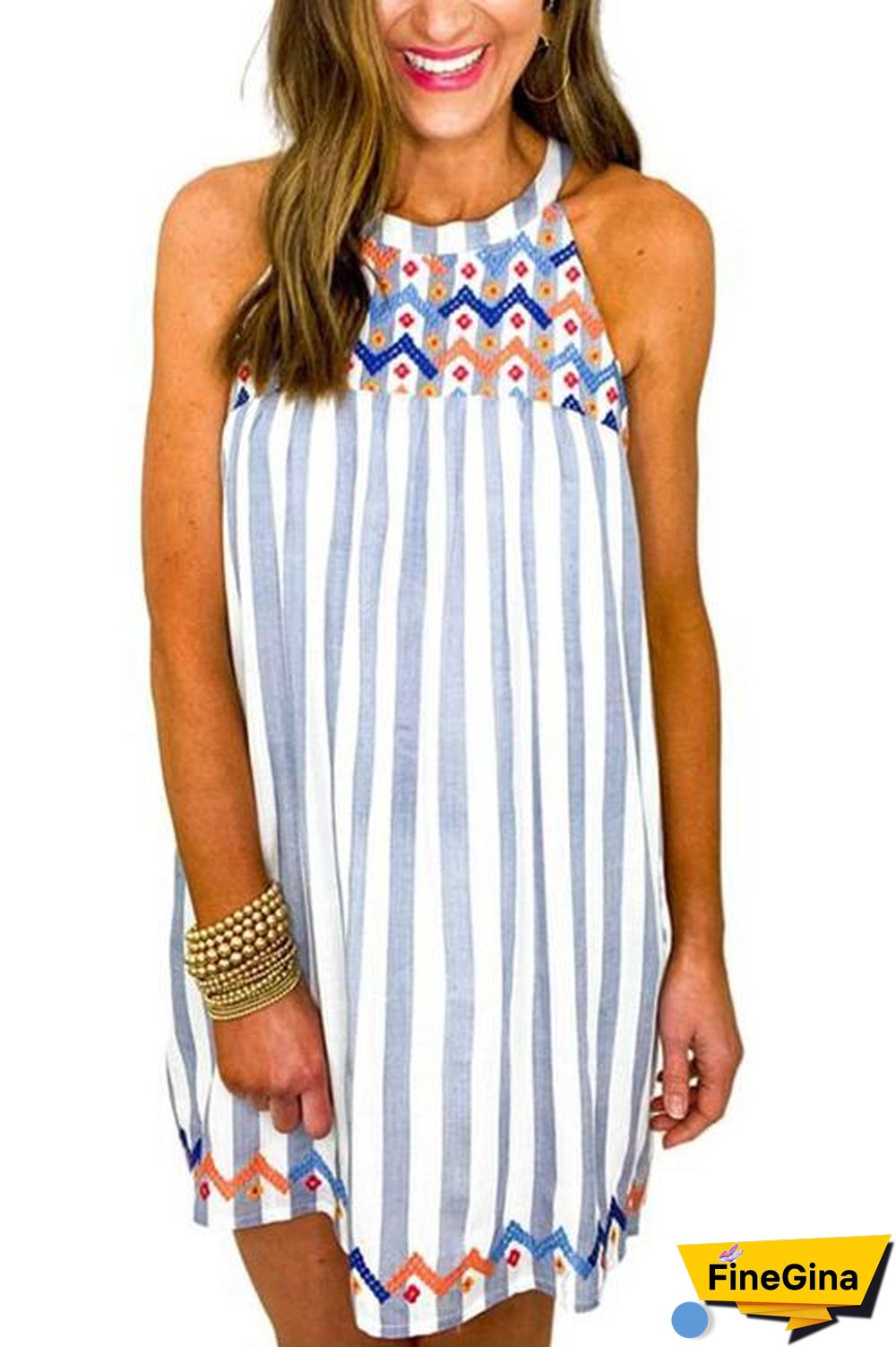 Stripe Pockets Slip Mini Dress