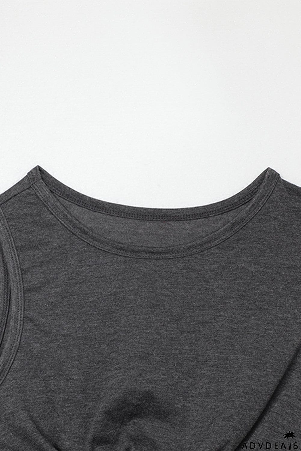 Burgundy Crew Neck Sleeveless Twist Hollow-out Bodycon Mini Dress