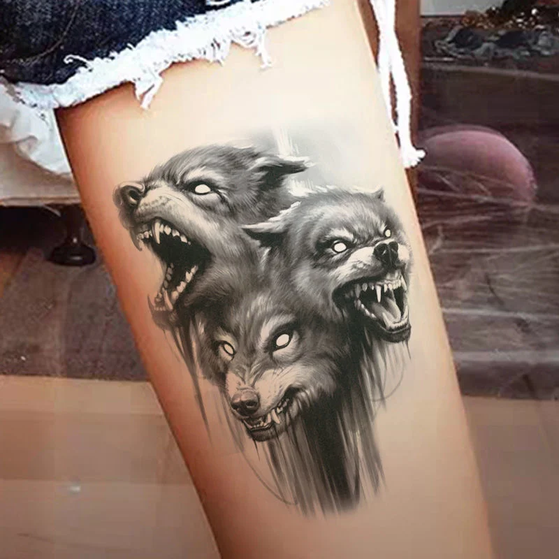 Wolf Totem Tattoo Stickers Waterproof and Sweat Lasting Men Women Personality Fake Tattoo Flower Arm Chest Art Temporary Tattoo