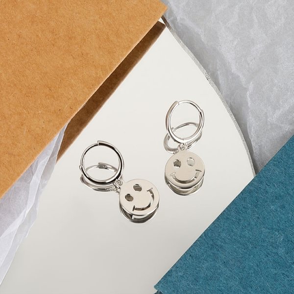 Smiley Face Drop Earrings for Women 925 Sterling Silver Prevent Allergy Trendy Elegant Birthday Party Jewelry Gifts - Shop Trendy Women's Fashion | TeeYours