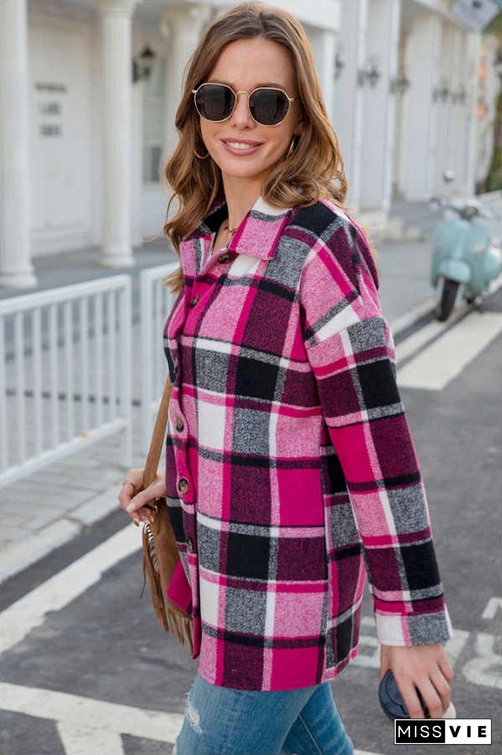 Fashion Regular Plaid Loose Shirt Coat