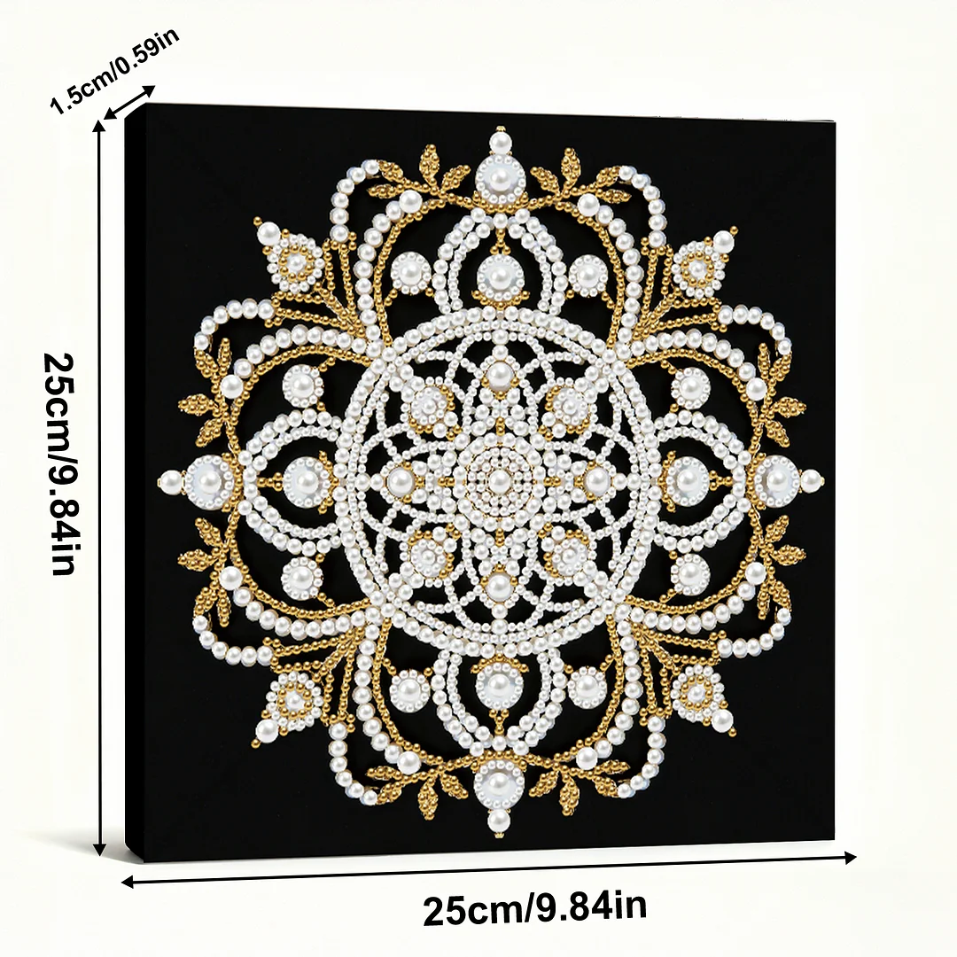 Mandala DIY Pearl Art Diamond Painting Kit for Adult Home Decor 25x25cm With Frame