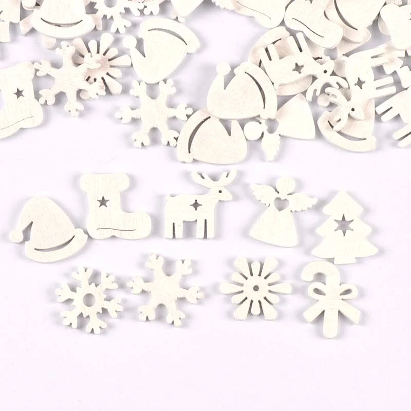 50pcs 22mm White snowflake Wood Slices Decoration DIY Crafts For Scrapbooking Home Decoration Wooden Ornaments m2160
