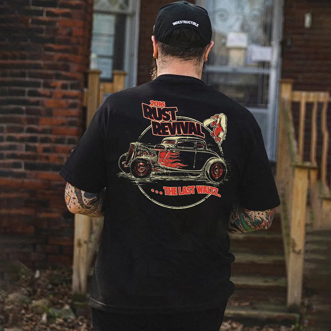 RUST REVIVAL Classic Car Print Men's T-shirt
