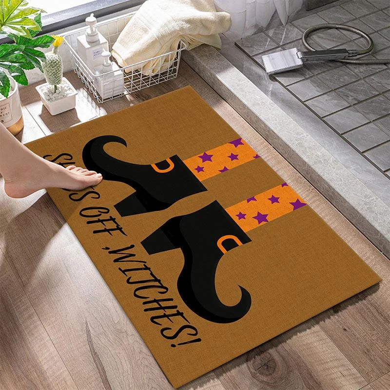 Halloween Witch Shoes Pattern Carpet Trick or Treat Porch Mat Pumpkin Rug、、sdecorshop