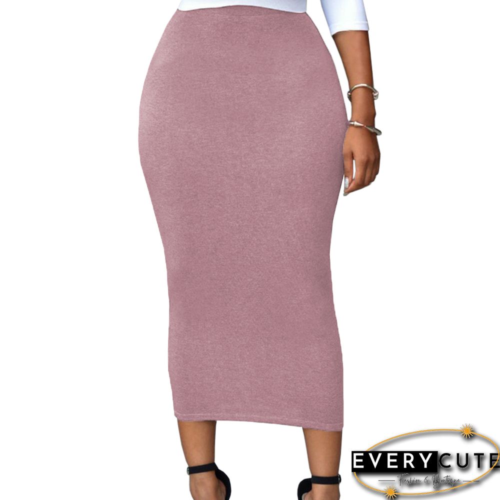 Pink High-waisted Bodycon Maxi Skirt