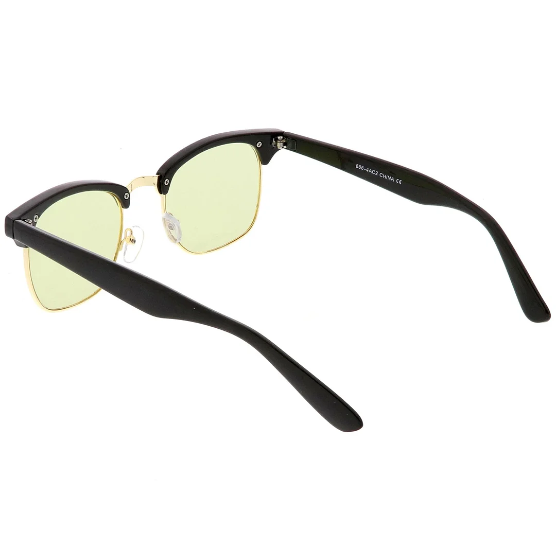 Modern Horn Rimmed glasses Semi Rimless Color Tinted Square Lens 49mm