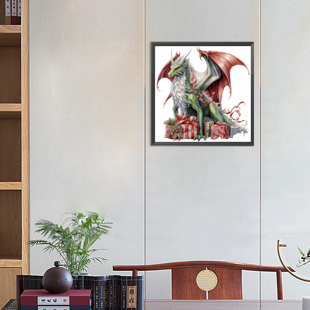 Christmas Gift Giving Dragon 30*30cm(canvas) full round drill